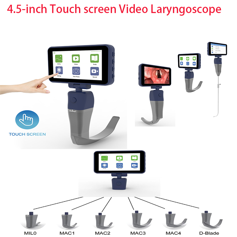 4.5-inch Video Laryngoscope Reusable Sterilizable Blades Touch screen color
