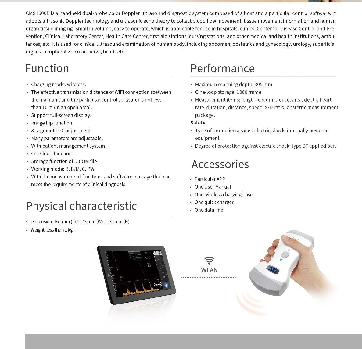 32CH Portable WiFi Ultrasound Scanner with 128e Color Doppler for Clinical Use