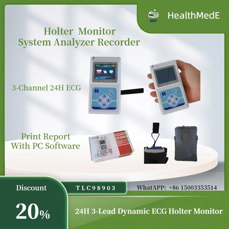 TLC9803 3 Channels ECG Holter Recorder, EKG Dynamic ECG Monitor System