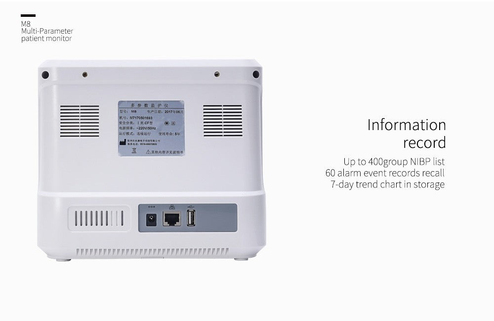 8" Veterinary Patient Monitor - Multi-Parameter with ECG, SPO2, NIBP