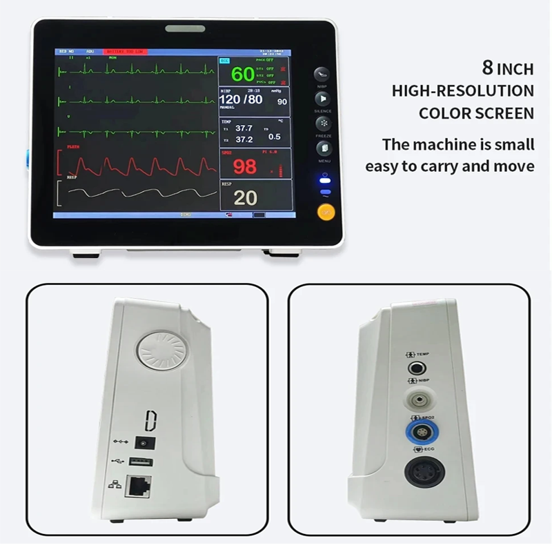 8 inch Vital Signs Monitor ECG NIBP SPO2 RESP TEMP