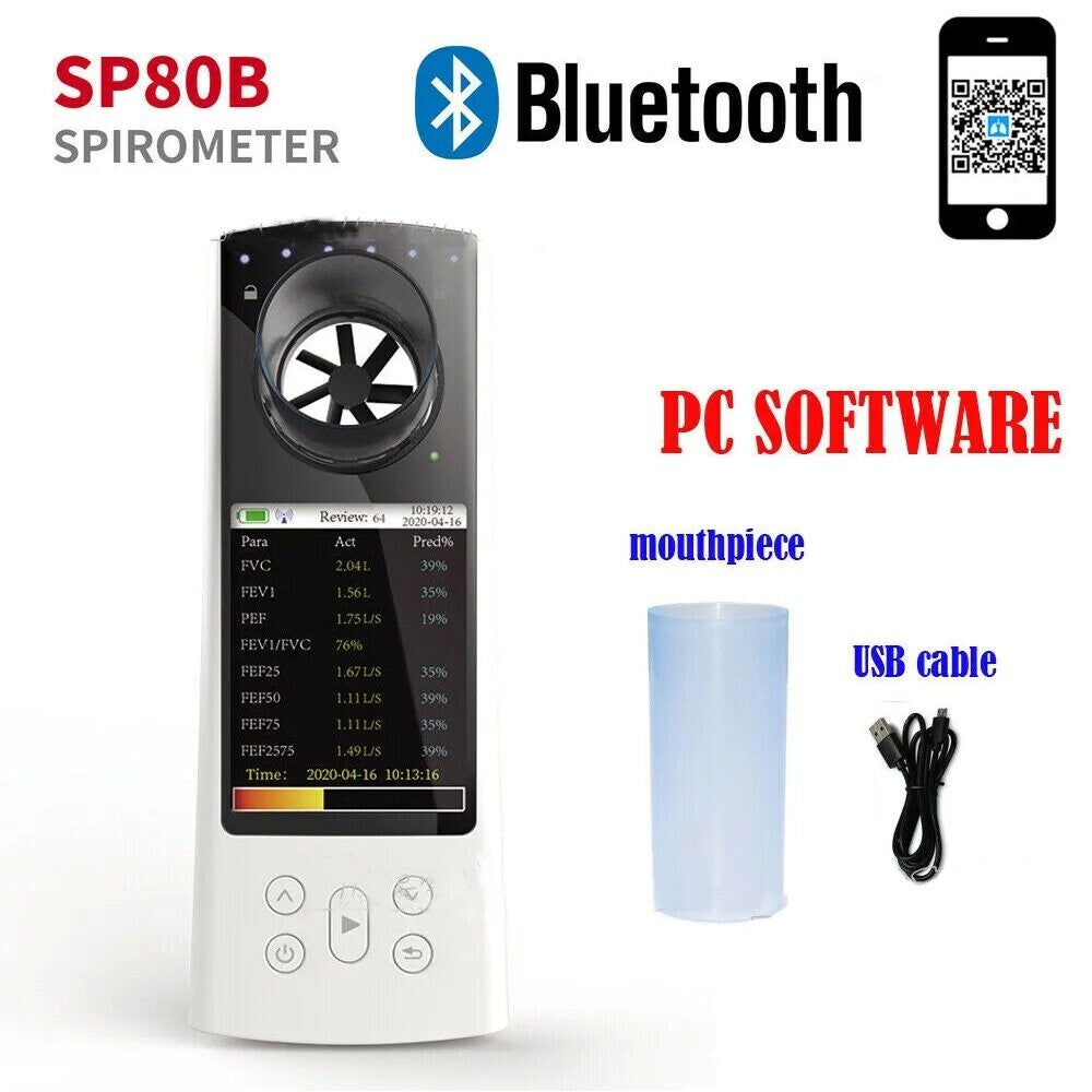 Handheld  SP80B Spirometer-Bluetooth Enabled, Lung Capacity Tester w/ Data
