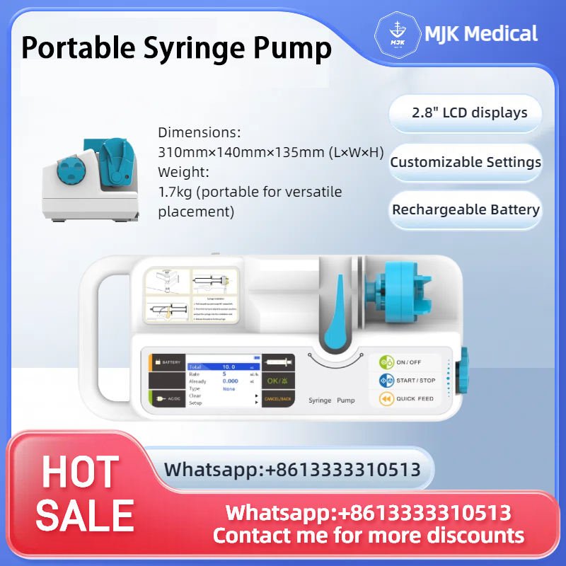Portable Syringe Pump, Built-in Battery, 2.8" LCD Display & KVO Mode