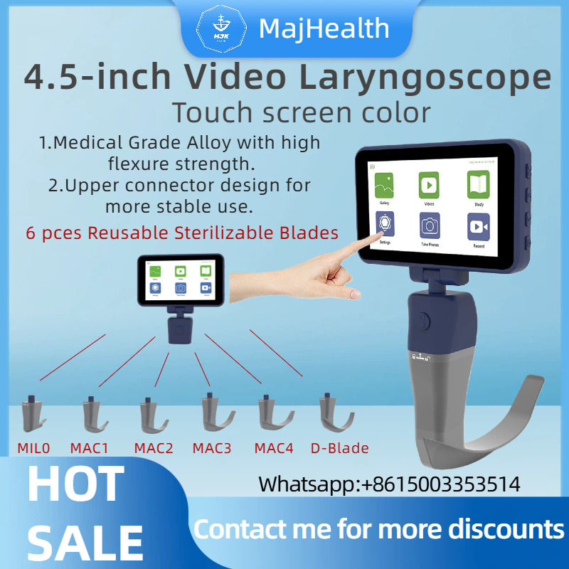 4.5-inch Video Laryngoscope Reusable Sterilizable Blades Touch screen color