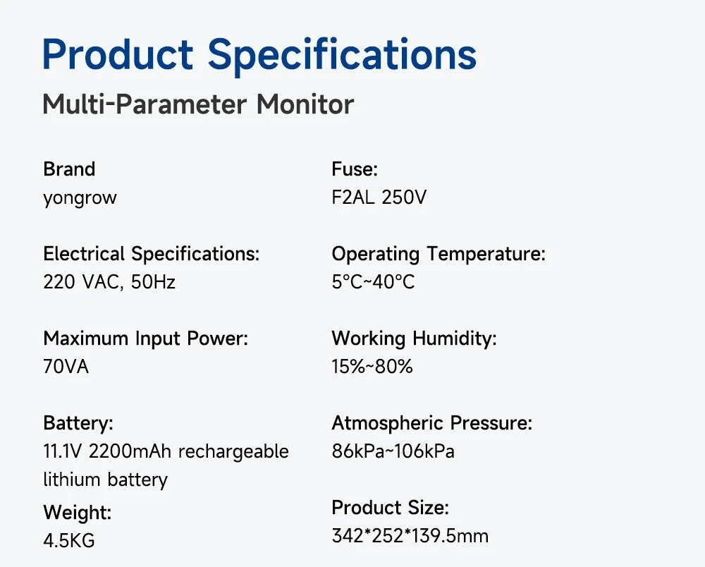 12 Inch Human VET Multiparameters ECG/NIBP/PR/SPO2/RESP/TEMP ICU Patient Monitor