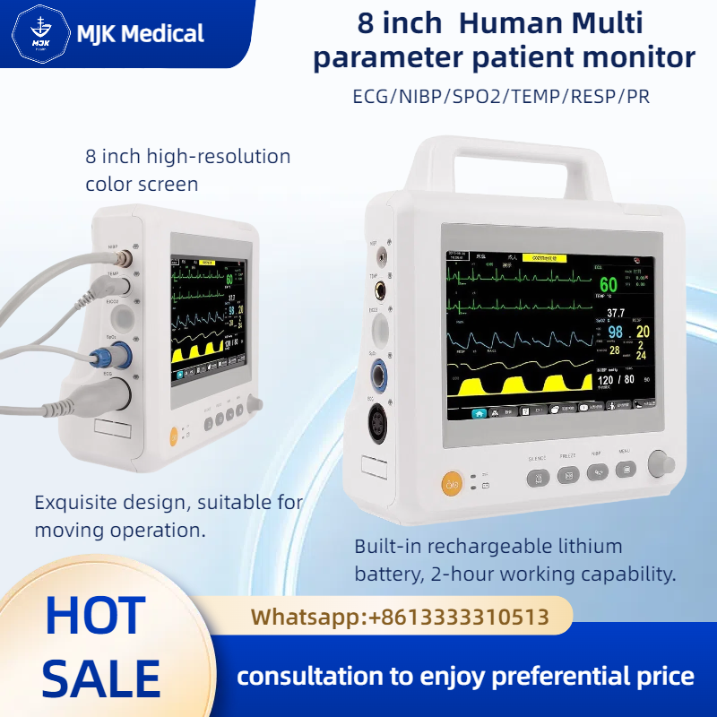 Portable 8" Patient Monitor -Multiparameter Vital Signs Monitor for Clinical Use
