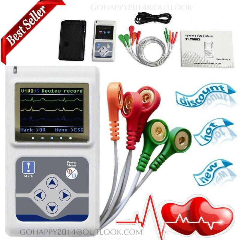 TLC9803 3 Channels ECG Holter Recorder, EKG Dynamic ECG Monitor System