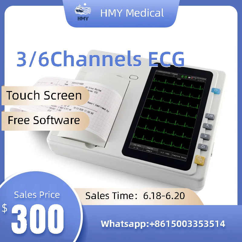7" Touchscreen Digital 3 Channel 12 Leads ECG/EKG Machine Electrocardiograph