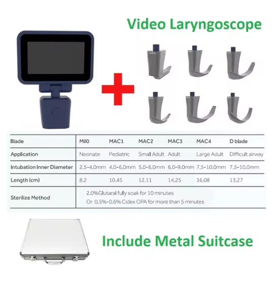 3.5 Inch Touch Screen Video Laryngoscope Laringoscope with 6 Optional Blades