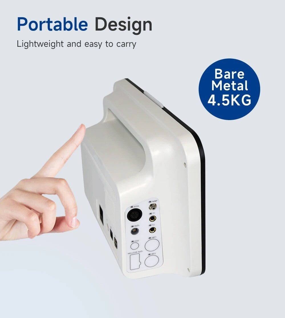 12 Inch Human VET Multiparameters ECG/NIBP/PR/SPO2/RESP/TEMP ICU Patient Monitor