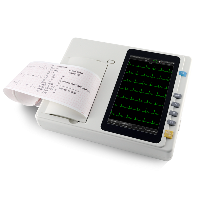 7" Touchscreen Digital 3 Channel 12 Leads ECG/EKG Machine Electrocardiograph