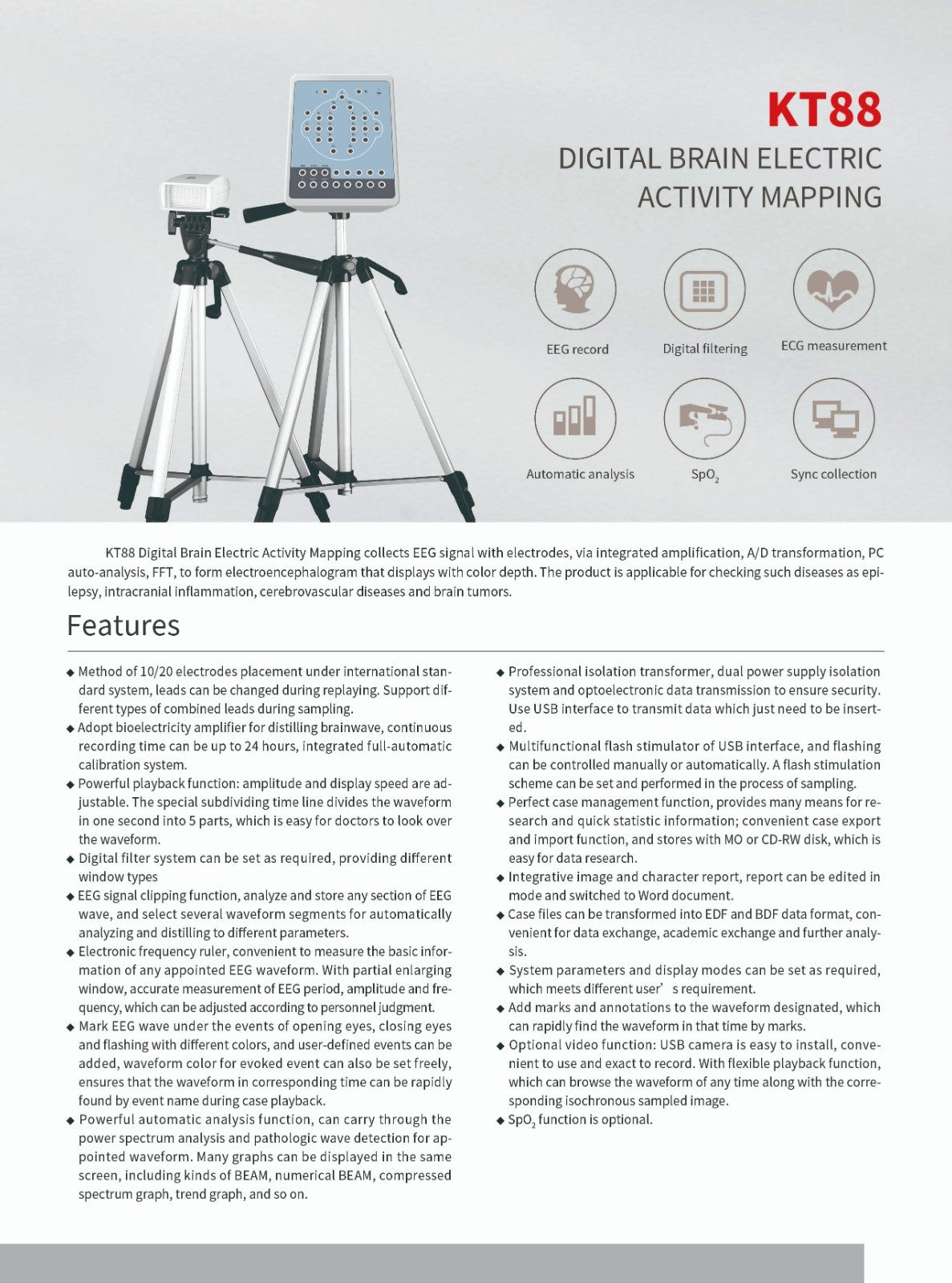 16Channel EEG Device-Digital Brain Electric Activity Monitor&Mapping System KT88