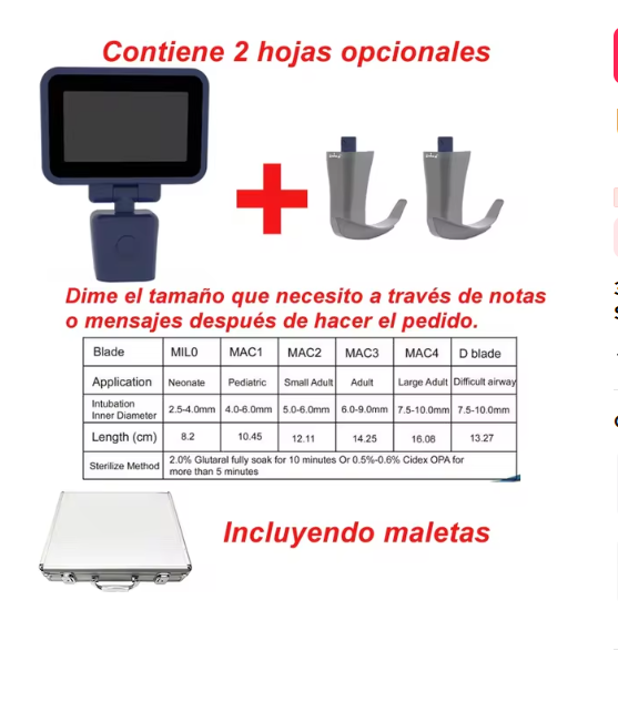 3.5 Inch Touch Screen Video Laryngoscope Laringoscope with 6 Optional Blades