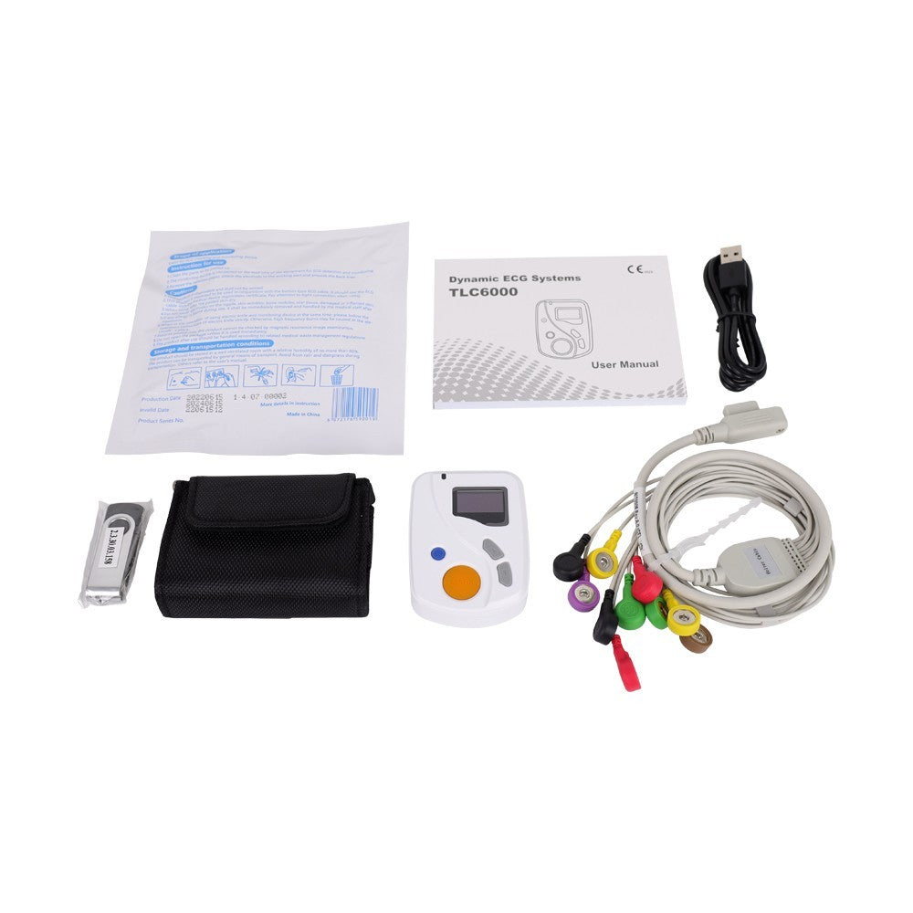 TLC6000 12-Lead Holter Monitor - 24hr ECG Recorder for Cardiac Rhythm Analysis