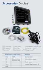 12 Inch Human VET Multiparameters ECG/NIBP/PR/SPO2/RESP/TEMP ICU Patient Monitor