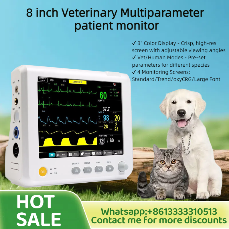 8" Veterinary Patient Monitor - Multi-Parameter with ECG, SPO2, NIBP