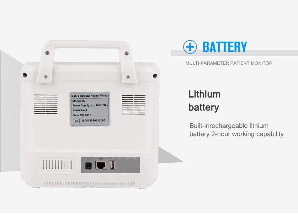Portable 8" Patient Monitor -Multiparameter Vital Signs Monitor for Clinical Use