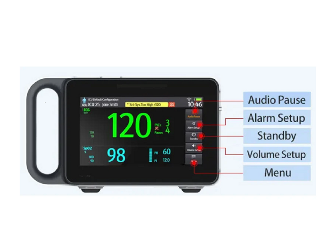 7in Touch Screen Patient Monitor - Portable Multi-Parameter Vital Signs