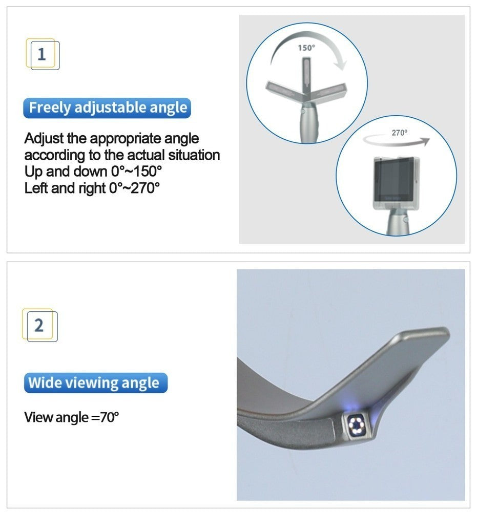 Video Laryngoscope 3.5" Touch Screen with 6 Reusable Blades - Choose Your Size