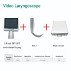 Video Laryngoscope 3.5" Touch Screen with 6 Reusable Blades - Choose Your Size