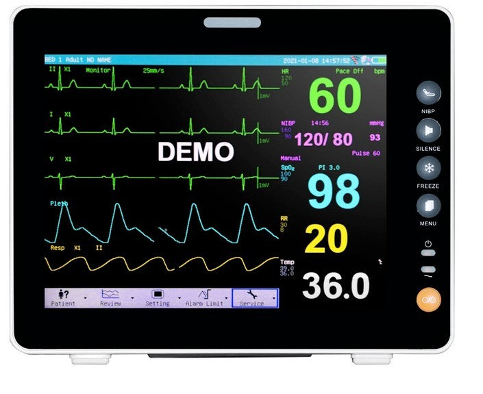 8 inch Vital Signs Monitor ECG NIBP SPO2 RESP TEMP