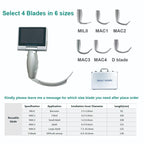 Video Laryngoscope 3.5" Touch Screen with 6 Reusable Blades - Choose Your Size