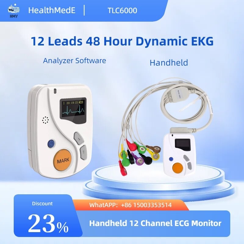 TLC6000 12-Lead Holter Monitor - 24hr ECG Recorder for Cardiac Rhythm Analysis