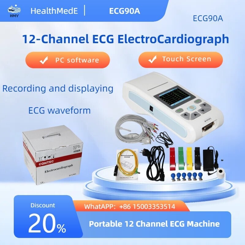 Touch Screen ECG90A Single Channel 12 Leads USB Software Printer EKG ECG Machine